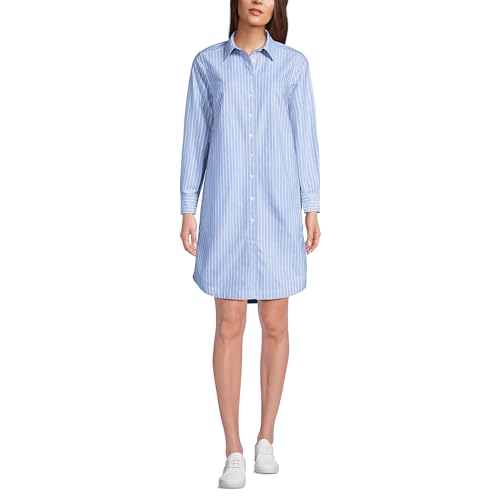 Outfits for Women Over 50: Fashion Tips That Make You Feel Like Yourself Again 6 Lands' End Women's Oxford Long Sleeve Button Front Shirt Dress Medium Blue/White Stripe