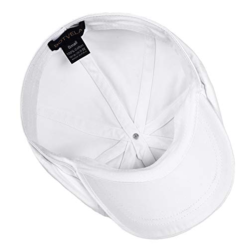 Botvela Men's Newsboy Flat Cap 100% Cotton Gatsby Ivy Golf Cabbie Hat (White, 7 1/8) #TOP5