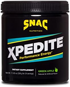 SNAC XPEDITE Preworkout Performance Energy Drink Supplement, Green Apple Pre Workout Powder, 336 Grams (24 Servings)
