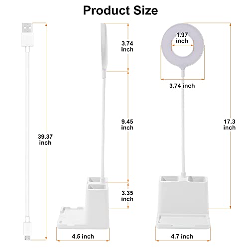 Desk Lamp with Organizer, 3 Color LED Desk Light, Dimmable Dorm Lamp, Plug-in Study Lamps for Desk, Flexible Gooseneck, Office Desk Lamp, LED Desk Lamp, Small Lamp for Desk, Laptop Video Call Light - Image 7