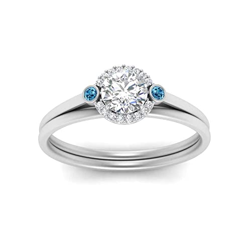 Ensemble d'anneaux de mariage halo en argent sterling pour femme