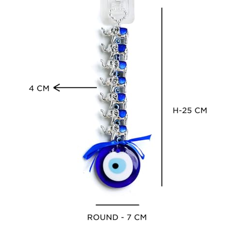 Image of 7 Elephant Evil Eye Wall Hanging & Aesthetic Home Decor | Car Dashboard Decoration | Nazar Battu for Home Entrance | Spiritual Gifting for Protection & Positive Energy
