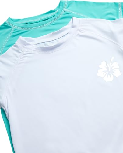 Image of Real Love Toddler Girls Rash Guard - 2 Pack Quick Dry Sun Protection Swim Shirt Girls Short Sleeve Rash Guard Kids (2T-16)