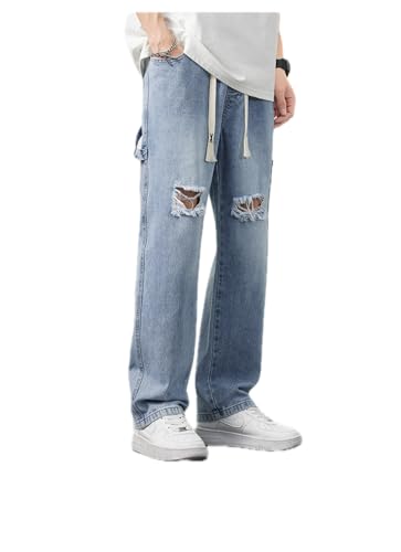Make Jeans Pants Trouser Denim Spring Summer Straight Leg Loose Ripped for Boys Versatile On The Streets Wide Casual Men2