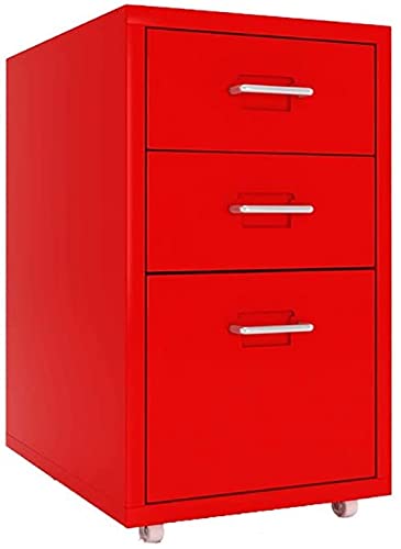 Armadietto da ufficio a 3 ripiani rosso per archivio commerciale con ruote girevoli, ideale per riviste e giornali Aktenschrank & regal