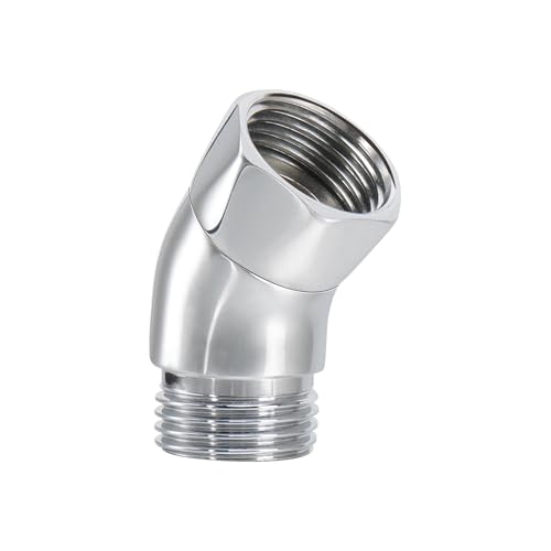 NearMoon Shower Elbow Adapter for Shower Head, Solid Brass 45°G1/2 Male to Female Shower Arm Extension Connector, Polish Chrome (Small)