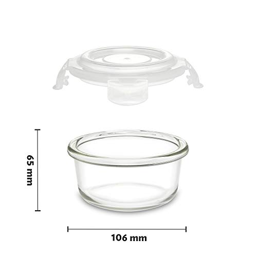 Borosil Klip N Store 240 ml Round Glass Food Storage Container with Air Tight Lid | Borosilicate Glass Container for Lunchbox | Microwave & Dishwasher Safe | Transparent 3 Borosil Klip N Store 240 ml Round Glass Food Storage Container with Air Tight Lid | Borosilicate Glass Container for Lunchbox | Microwave & Dishwasher Safe | Transparent - Image 3