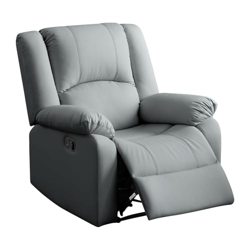Sillón reclinable piel con bolsillo lateral