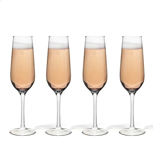 TOSSWARE Reserve 9oz Champagne Glass Set of 4, Premium Quality, Tritan Dishwasher Safe & Heat Resistant Unbreakable Plastic Flutes, 4 Count (Pack of 1), Stemmed