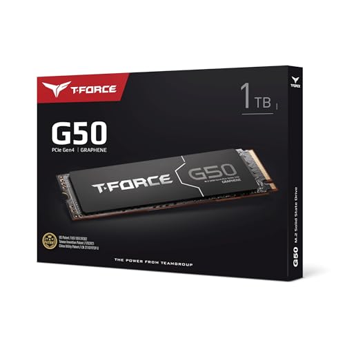 Image of TEAMGROUP T-Force G50 1TB SLC Caching 3D TLC NAND NVMe InnoGrit PCIe Gen4x4 M.2 2280 Gaming SSD with Ultra-Thin Graphene Heat Spreader Works with PS5 Read /Write 5000 /4800 MB /s TM8FFE001T0C129