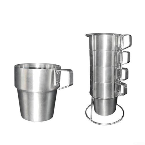 Allthingstore Taza de café de doble capa aislada al vacío de 300 ml, taza de agua ligera para exteriores con asa para viajes y aventuras (6 unidades)