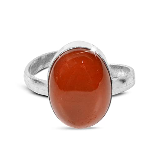 Image of Reiki Crystal Products Natural Certified Red Onyx Gemstone Ring - Adjustable Unisex Crystal Stone Ring for Adults
