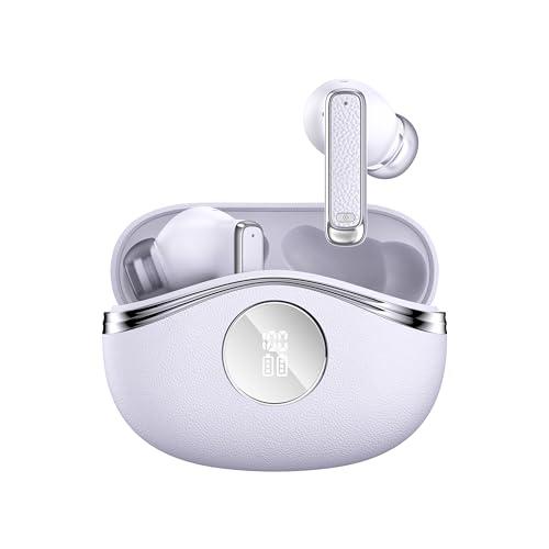 SRICH Bluetooth Wireless Earbuds - 40-Hour Battery Life, HiFi Stereo, Noise-Canceling Mic, LED Display, IPX7 Waterproof, in-Ear Headphones for Laptops/Mobile Phones/Sports, White