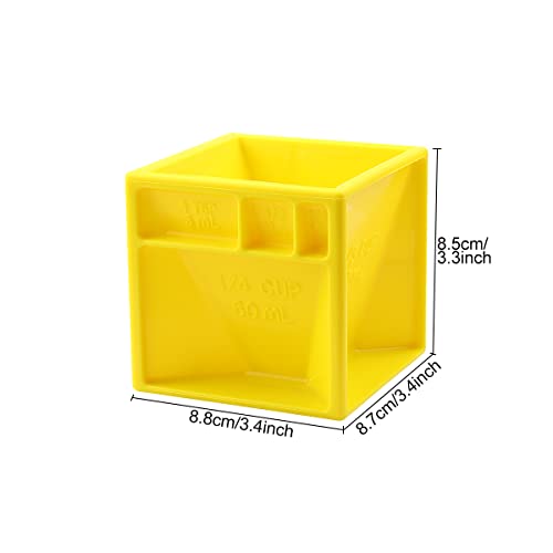 Jagowa Measuring Cups All-in-One Measuring Cube Cooking Measurements Tool for Liquids and Solids for Kitchen Yellow - Image 2