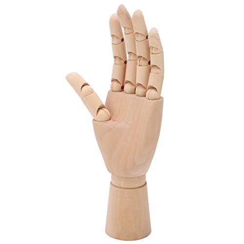Dedos articulados Mano de madera Modelo de mano Mano de madera Mano de madera Articulación de rotación Modelo de mano profesional Varias formas Mano de maniquí de madera(Left Hand 24cm)