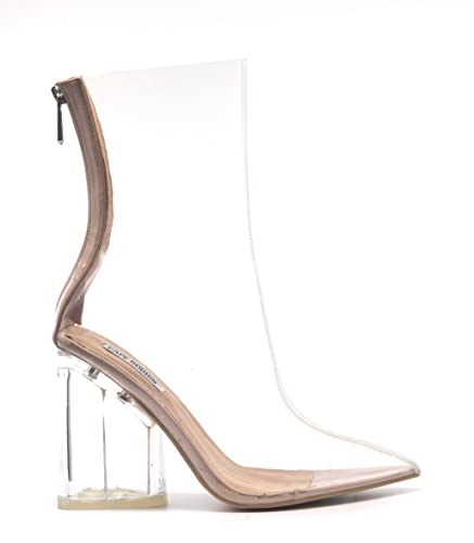 Cape Robbin Crystal Glaze Womens Perspex Lucite Clear Pointy Toe Chunky Heel Ankle Boots