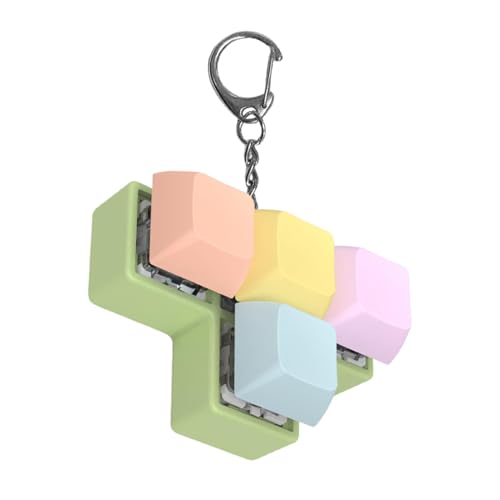 キーキーボードキーボードフィジェットクリッカー、おもちゃクリッカー4つのキー付きキーボード - 輝くテスターの指のおもちゃ、フィンガートイ、面白い感覚キーチェーン、ツリーテスター、ボタンフィンガ