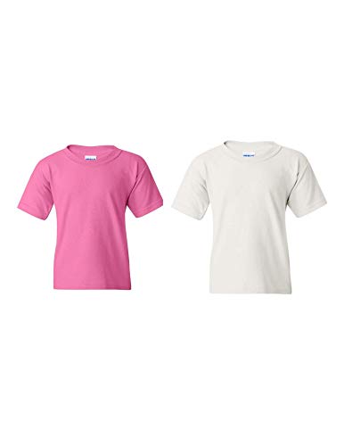 Gildan T-Shirt DryBlend Jeunesse G8000B 2-Paquet Azalée/Blanc Très Petit