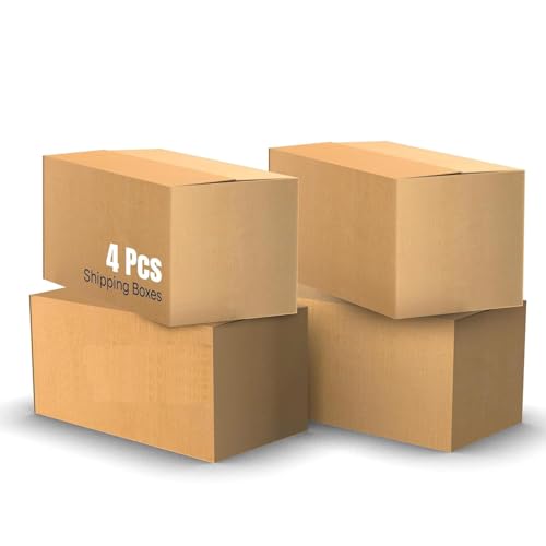 Image of Generic 5-Ply Corrugated Cardboard Box for Packaging | 12 inchx12 inchx12 inch | Brown | Pack of 4 | Kraft Material | for Shipping, Moving & Storage
