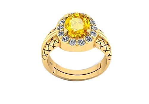 Saphir jaune non chauffé véritable en bague contre l'usure du temps