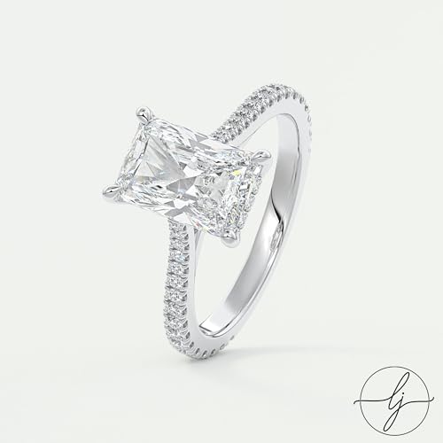 2.5 Ct Radiant Cut Moissanite Engagement Ring | 10K Solid Gold | Cathedral Ring | Hidden Halo | Promise Ring for Her4