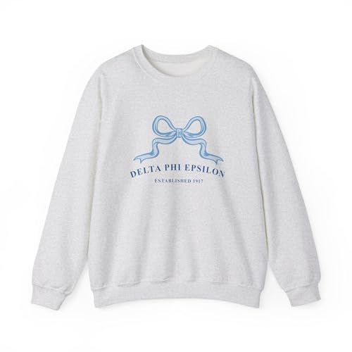 Delta Phi Epsilon Ribbon Sorority Crewneck | DPhiE Trendy Sweatshirt Big Little Recruitment Gift Ash