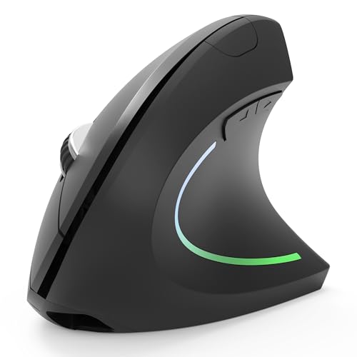 HOHYN Ergonomic Mouse Wireless,4800 DPI Vertical Mouse Wireless/Wired with 5 Adjustable DPI Levels, 2.4GHz Optical Carpal Tunnel Mouse,6 Buttons Bluetooth Ergonomic Mouse for Laptop,Desktop,PC(Black)