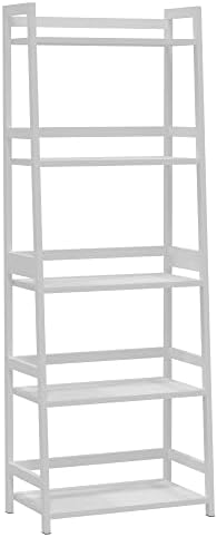 WTZ Upgraded Bookshelf, Storage Book Shelves, 5 Tier Tall Bookcase, Modern Open Ladder Shelf for Bedroom, Living Room, Bathroom, Kids Room, Office, MC-509 (White)