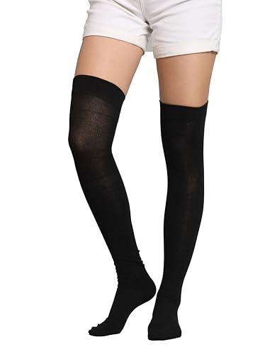 Image of TRAZO Women's Thigh High Socks Over the Knee High Knitted Casual Boot Socks, Striped Long Fashionable Stockings Pack of 1
