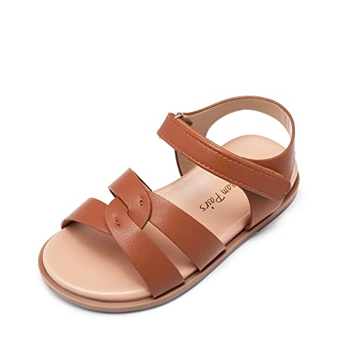 Image of DREAM PAIRS Girls Sandals Open Toe Princess Flat Sandals Strappy Summer Shoes Toddler /Little Kid