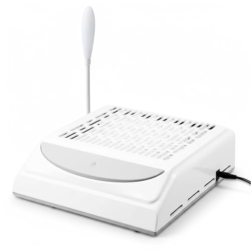 100W Nail Dust Collector with LED Lamp — Vacuum Fan Dust Collector Professional 4500 RPM Extraction, Stepless Speed, Low Noise, with Filter — for Acrylic & Gel, Salon & Home