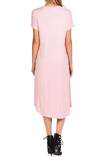 Image of iconic luxe Women's A Line Short Sleeve T Shirt Midi Dress Summer Casual