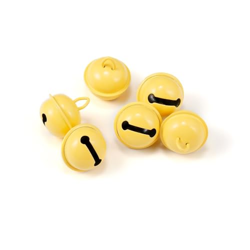 Namzi Jingle Bells, 22mm 120pcs Craft Bells for DIY Holiday Decoration, Musical Party, Home, Festival, Wedding,Light Yellow