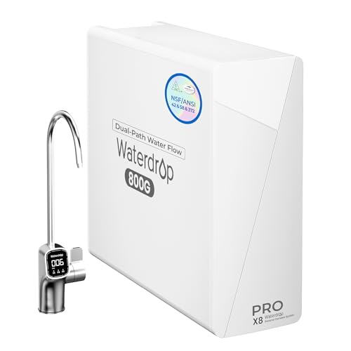 [ Dual Flow] Waterdrop X8-PRO Reverse Osmosis Water Filter, NSF/ANSI 42&58&372 Certified, 800 GPD Tankless Reverse Osmosis System, 9-Stage RO Water Filtration System, Smart Faucet, BPA Free