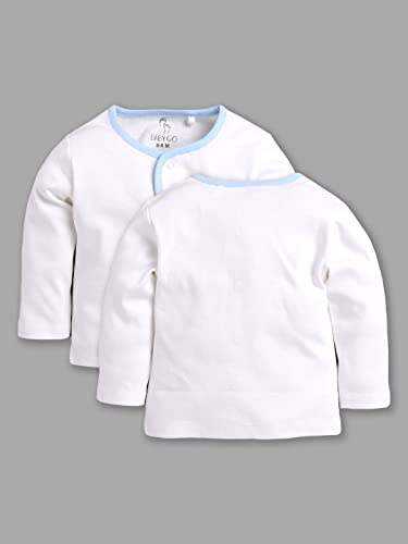 Image of Baby GO Unisex Baby 100% Cotton Full Sleeve Front Open T-Shirt Pack of 3 | Soft Breathable Infant Clothing Set with Snap Buttons | Comfortable Layering Top for Newborn Baby Boys & Baby Girls