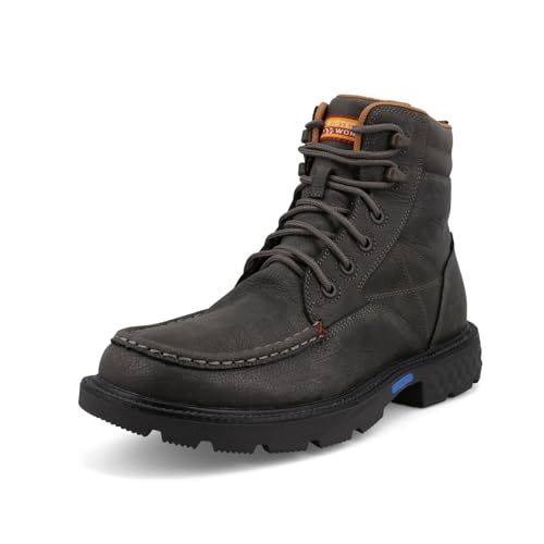 Twisted X Men's 6" Work Boot, Moc Toe with CellStretch, Steel Grey, 13 M