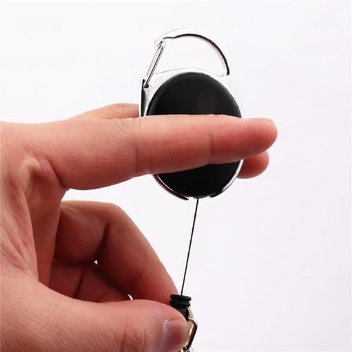 Image of AccuPrints Pack of 2 Oval Round Reel ID Card Holder, ID Badge Retractable Clip Badge Card Holders for Office Employees (2 Units, Black)