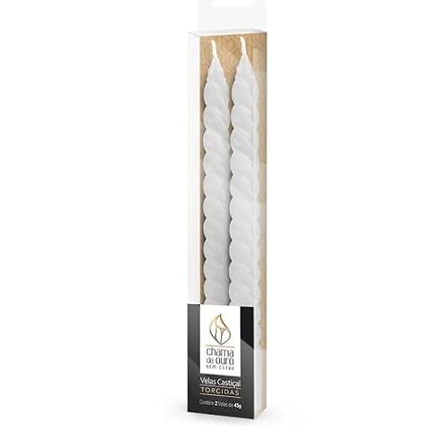 Kit 2 Velas Premium Branca Elegante Para Castiçal 45 gramas