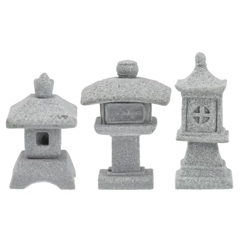 Angoily Jardín de Hadas, 3 Unidades, linternas de Piedra japonesas, Figuras asiáticas, Estatua, Mini Gata, Farol Zen para jardín, Figura Decorativa, Figuras de Piedra, Escultura, Adorno para