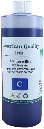 Vivid Colors Cyan Pint Bulk Ink Refill Bottle 500ml H72 Cyan C9371A Refill Ink for use with H72 Designjet T610/620/770/790/1100/1120/1200/1300/2300 Printer