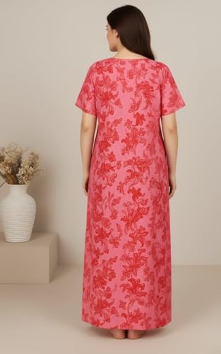 Image of Bahumaan Nighty for Women Cotton Combo Pack of 2 | Free Size Gown for Women Cotton with Side Pocket | Nighties for Women Pure Cotton Combo Stylish | Maxi Sleepwear