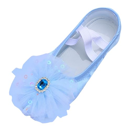Zapatillas Deportivas para Niñas con Cordón Ajustable Ballet Yoga Danza Calzado Infantil Cómodo Transpirable Antideslizante (Blue, 31 Little Child)