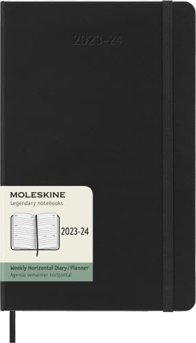 Moleskine Weekly Planner 2023-2024, Agenda De 18 Meses Horizontal, Agenda Semanal Con Tapa Dura, Tamaño Grande 13 X 21 Cm, Color Negro