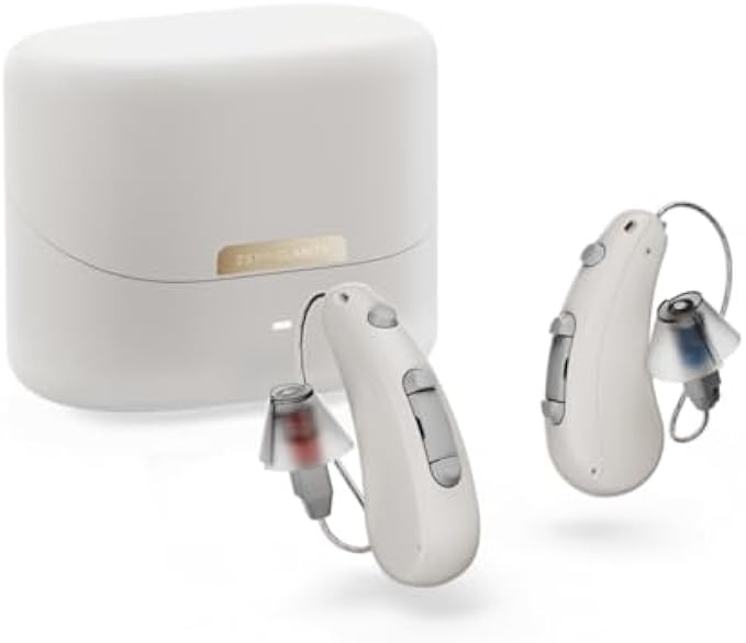 Omni OTC Hearing Aids for Seniors Adults - Ideal Background Noise Reduction, 18 HR Battery & Rechargeable Case, iOS & Android Bluetooth, App Control, Lifetime Service & Audiology Care