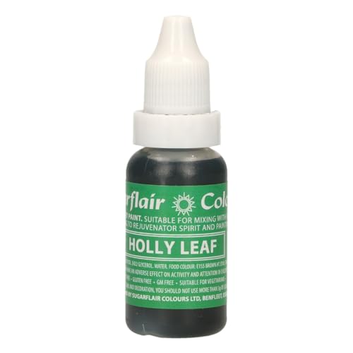 Sugarflair Edible Droplet Paint Holly Green - Colorante Alimentario Líquido, Colorante para Paste de Azúcar, Pasta de Goma, Glaseado - Se puede Utilizar con Aerógrafo - 14ml