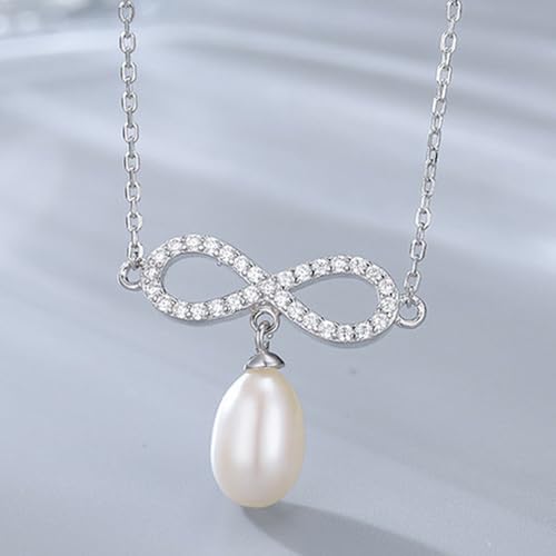 Collier perle infini argent anti-ternissement pavé de zirconium - 6