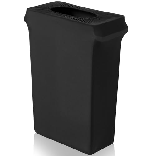 Image of Windyun 1 Pcs 23 Gallon Spandex Stretchable Trash Can Cover Wedding Party Fundraiser Decorations for Home Garden (Not Include Trash Can) (Black)