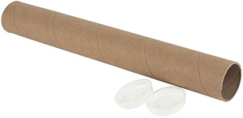 Cylinder Kraft Shipping Tubes for Oddly Shaped Items with Secure White End Caps Size Items 2” Width 12” Length (10 pcs)