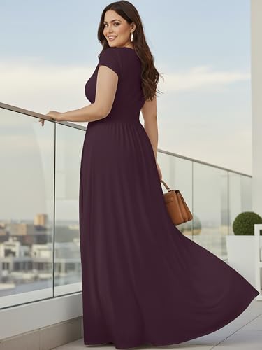 Image of KOH KOH Womens Sexy Cap Short Sleeve V-Neck Flowy Cocktail Gown