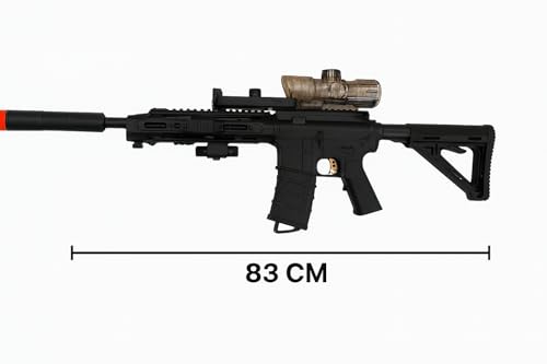 Image of Electric Gel Blaster Toy Gun with Rechargeable Battery, Gel Balls, Scope & Tactical Accessories - Outdoor Shooting Toy for Kids & Adults (Big M4-83 CM)